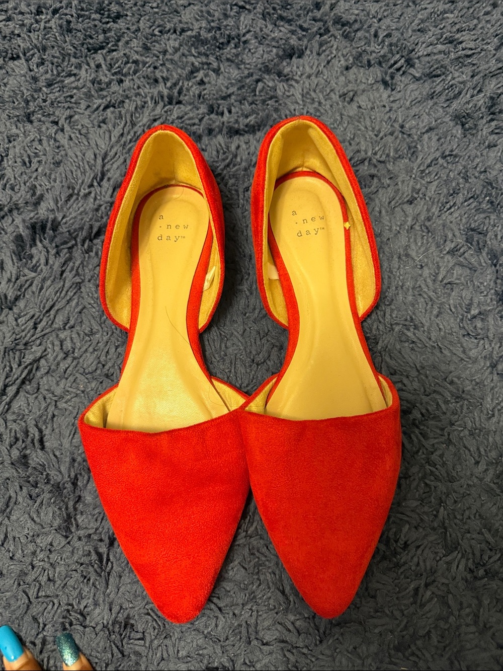 a new day Red Pointed D'Orsay Flats